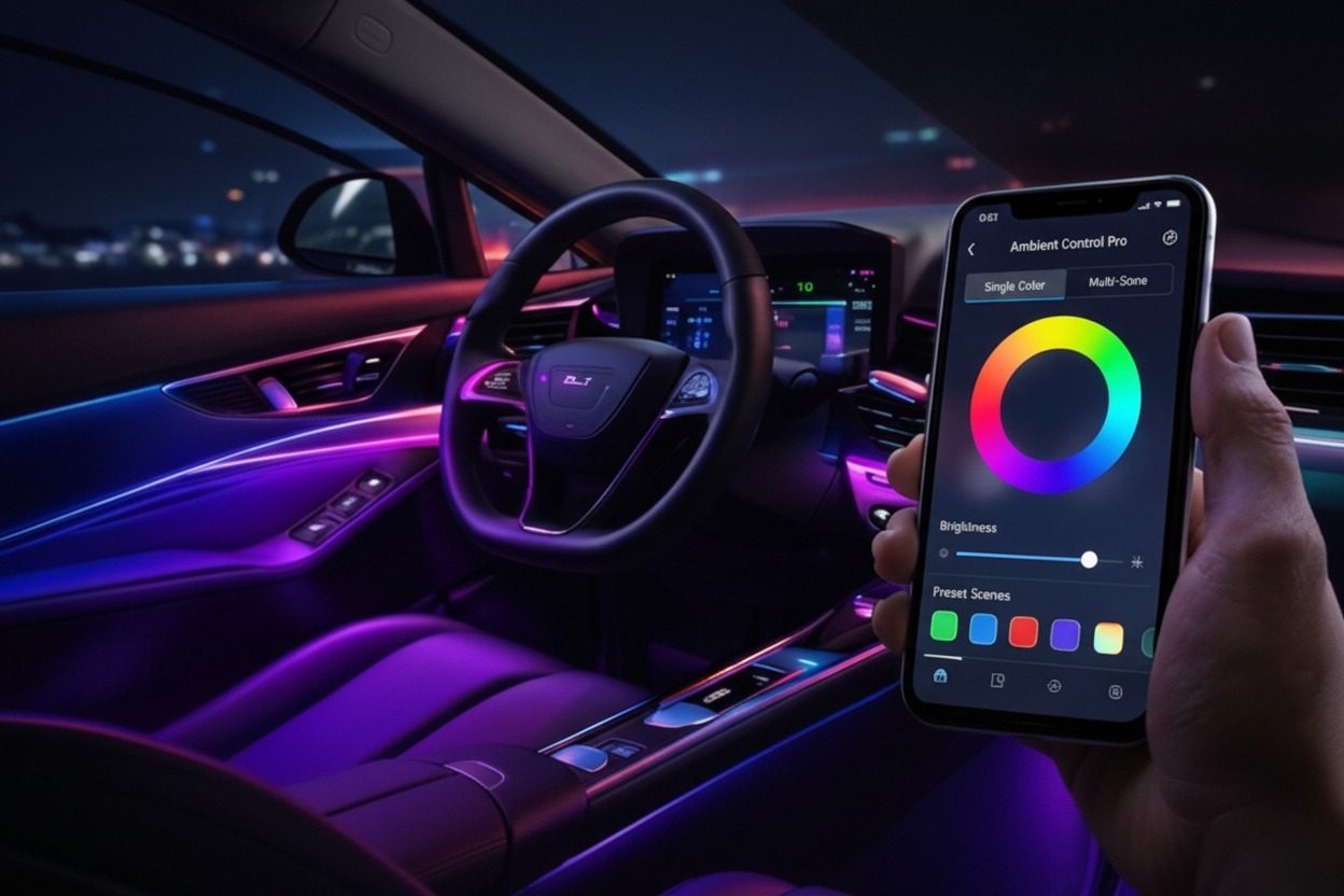 Ambient Interior Lighting Kit (App Controlled) – Fits MG4 & Most Cars